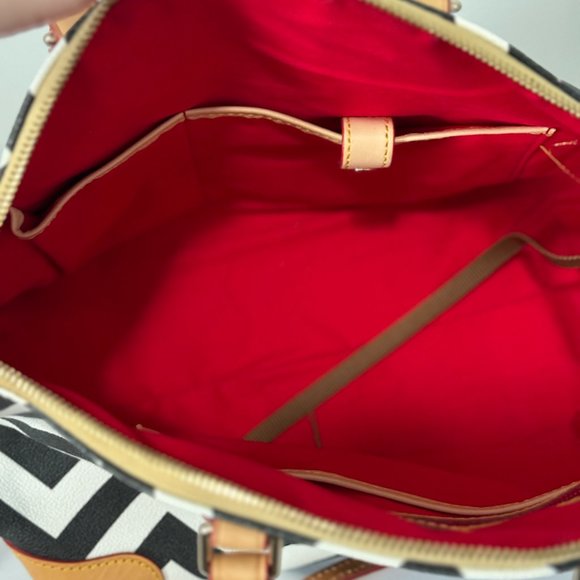 Dooney & Bourke Chevron Leather Satchel Bag | Black and White Geometric … - Picture 14 of 16